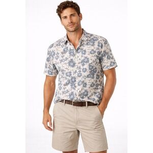 Daniel Cremieux Collection Mens XL Floral Polo Shirt White Blue Orange Cotton